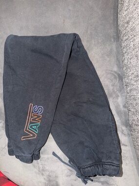 Vans Black Joggers with Multicolor Outline Logo